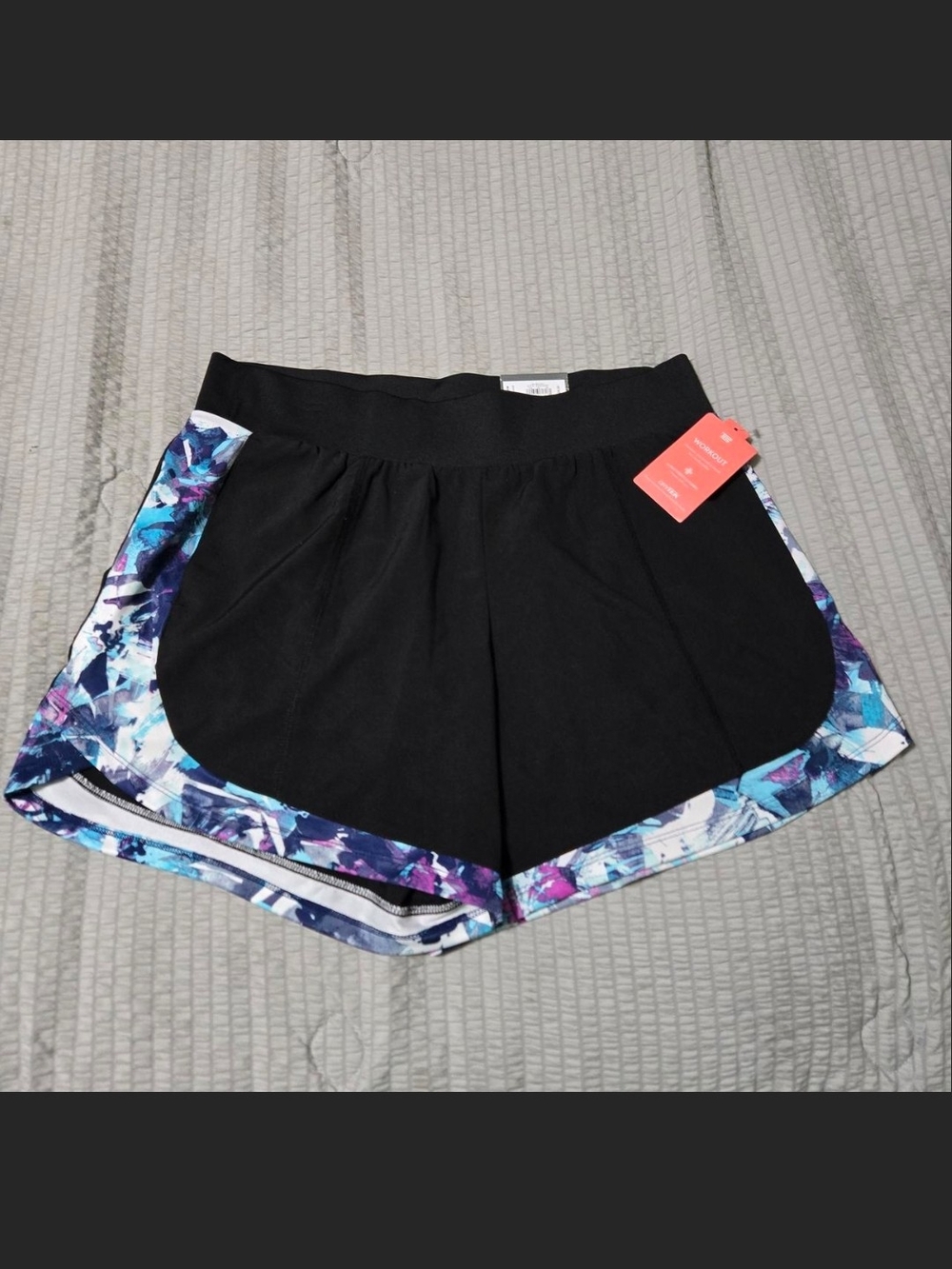 tek gear Black Athletic Shorts with Blue & Purple & White Trim